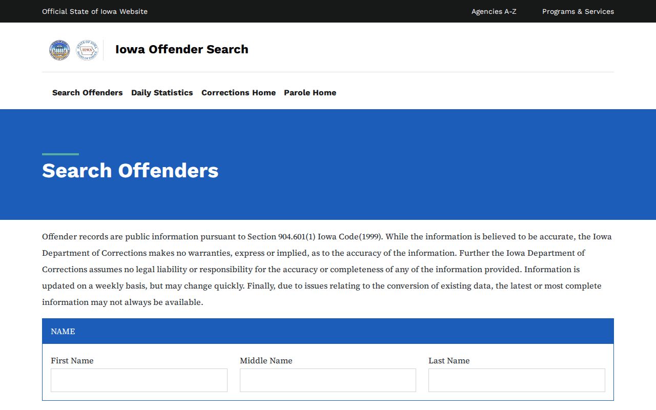 Iowa corrections search for Allamakee County offender records